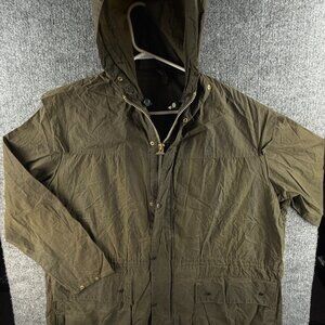 Barbour A1 Durham Green Waxed Jacket Full Zip Lightweight Hooded Water Resist 44